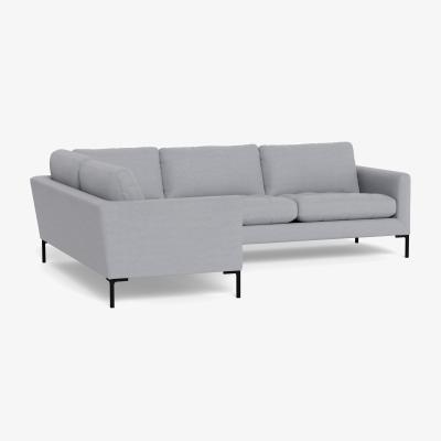 Heal's Heal's Eton Left Hand Facing Corner Sofa Brushed Cotton Pewter Black Feet - Heal's UK Furniture