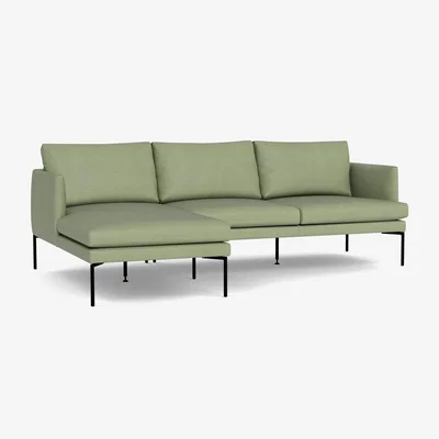 Heal's Heal's Matera Corner Chaise Sofa Left Hand Facing Siena Cotton Pistachio Black Feet