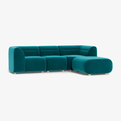 Heal's Heal's Lilli Right Hand Facing Corner Sofa Smart Velvet Petrol Natural Beech Feet