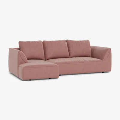Heal's Heal's Morven Left Hand Facing Corner Chaise Sofa Smart Luxe Velvet Dusky Pink