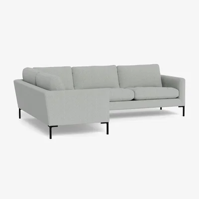 Heal's Heal's Eton Left Hand Facing Corner Sofa Melton Wool Limestone Brass Feet - Heal's UK Furniture