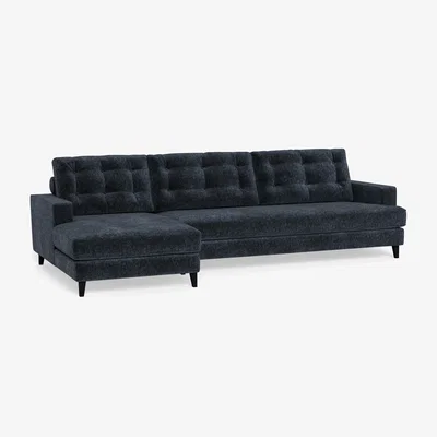 Heal's Heal's Mistral Left Hand Facing Corner Sofa Boucle Velvet Space Natural Beech Feet