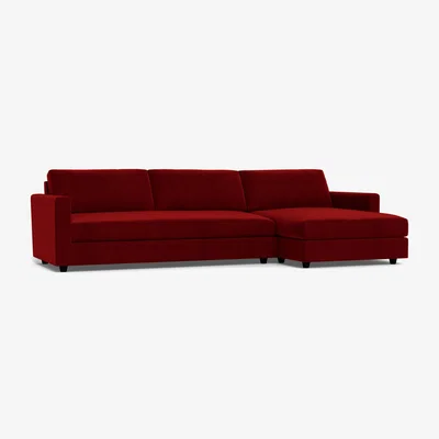 Heal's Heal's Nimbus II 4 Seater RHF Corner Chaise Smart Luxe Velvet Mulberry Black Feet