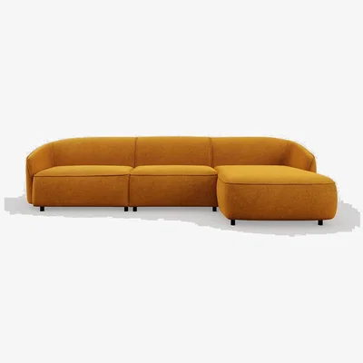 Heal's Heal's Aurelie Large Right Hand Facing Chaise Sofa Smart Luxe Velvet Cognac