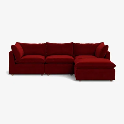 Heal's Heal's Astrid Right Hand Facing Corner Sofa Smart Luxe Velvet Mulberry Walnut Stained Beech Feet