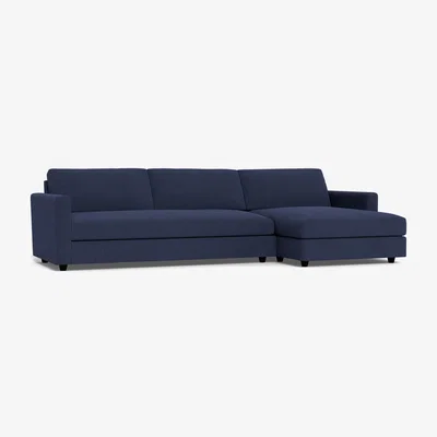 Heal's Heal's Nimbus II Complete 4 Seater Corner Chaise RHF Smart Linen Mix Navy Black Feet