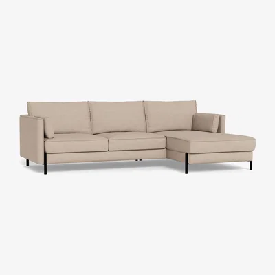 Heal's Heal's Tortona Right Hand Facing 4 Seater Corner Chaise Boucle Tweed Pearl Black Feet
