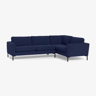 Heal's Heal's Eton Right Hand Facing Corner Sofa Melton Wool New Navy Black Feet - Heal's UK Furniture