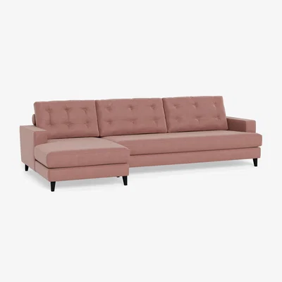 Heal's Heal's Mistral Left Hand Facing Corner Sofa Smart Luxe Velvet Dusky Pink Natural Beech Feet