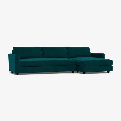 Heal's Heal's Nimbus II 4 Seater RHF Corner Chaise Smart Luxe Velvet Ocean Black Feet