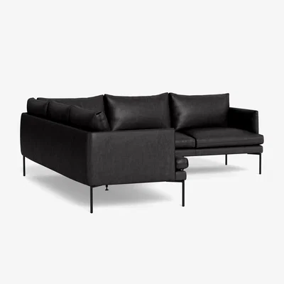 Heal's Heal's Matera Large Corner Sofa Leather Grain Graphite 063 - Heal's UK Furniture