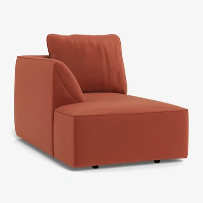 Heal's Heal's Morven Left Hand Facing Chaise Unit Smart Luxe Velvet Tawny Black Feet