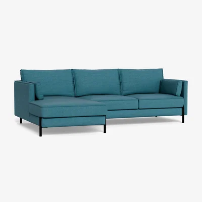 Heal's Heal's Tortona Left Hand Facing 4 Seater Corner Chaise Brushed Cotton Cadet Black Feet