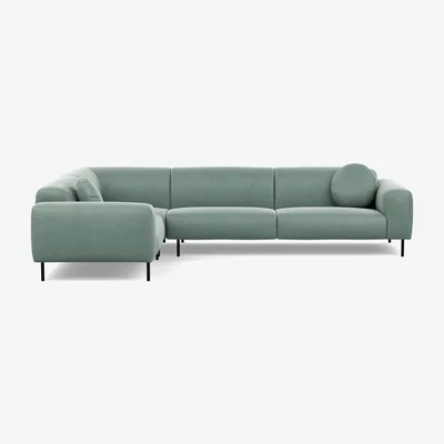 Heal's Heal's Luna Medium Left Hand Facing Corner Sofa Luxury Leather Canella Black Feet - Heal's UK Furniture