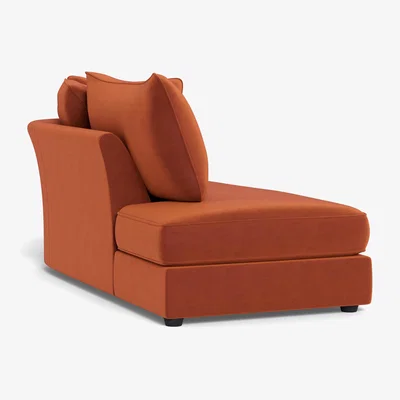 Heal's Heal's Tailor Chaise Unit Left Hand Facing Velvet Russet Black Feet