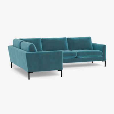 Heal's Heal's Eton Left Hand Facing Corner Sofa Smart Luxe Velvet Airforce Blue Black Feet - Heal's UK Furniture