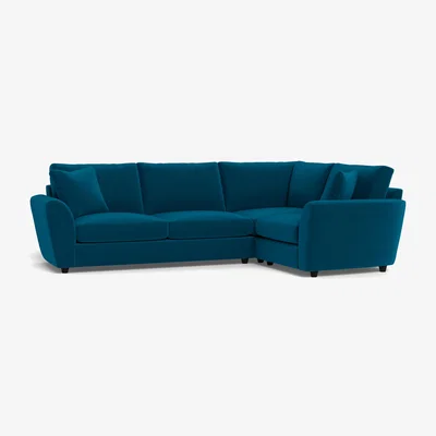 Heal's Heal's Snooze Right Hand Facing Corner Sofa Velvet Teal Black Feet - Heal's UK Furniture