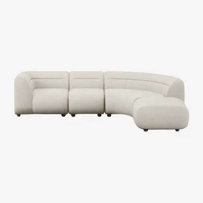 Heal's Heal's Lilli Curved Right Hand Facing Corner Sofa Loop Twill Fossil Natural Feet