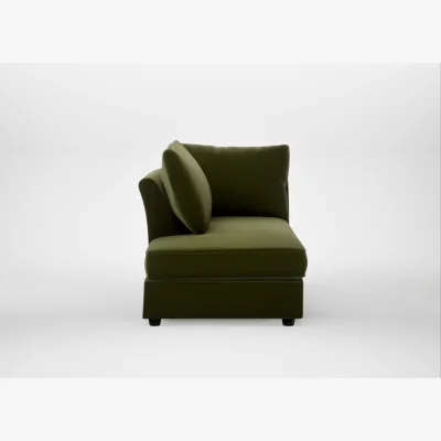 Heal's Heal's Tailor Left Hand Facing Chaise Unit Cotton Velvet Evergreen Black Feet