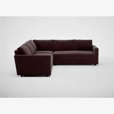 Heal's Heal's Nimbus II Corner Sofa Smart Luxe Velvet Acorn Black Feet