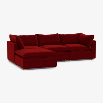 Heal's Heal's Astrid Left Hand Facing Corner Sofa Smart Luxe Velvet Mulberry Natural Beech Feet