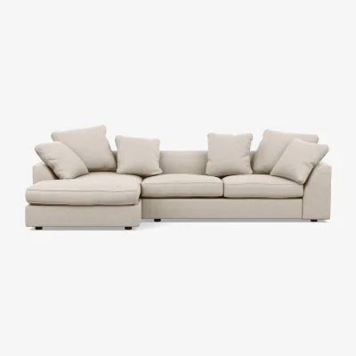 Heal's Heal's Cumulus Left Hand Facing Chaise Sofa Smart Cotton Linen Myrtle Black Feet