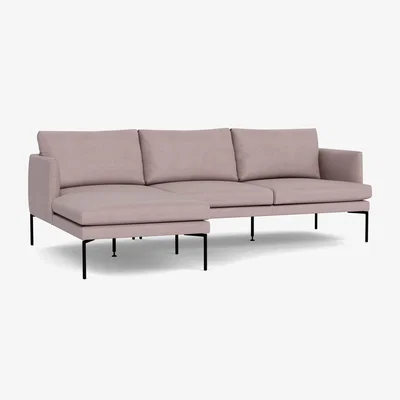 Heal's Heal's Matera Corner Chaise Sofa LHF Siena Cotton Dusky Pink Black Feet - Heal's UK Furniture