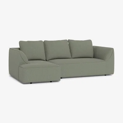 Heal's Heal's Morven Left Hand Facing Corner Chaise Sofa Boucle Tweed Lapis Black Feet