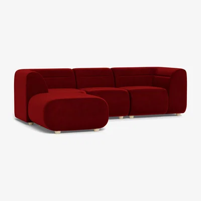 Heal's Heal's Lilli Left Hand Facing Corner Sofa Smart Luxe Velvet Mulberry Natural Beech Feet