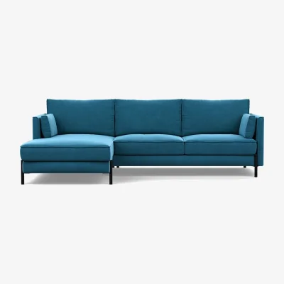Heal's Heal's Tortona Left Hand Facing Corner Chaise Smart Cotton Linen Myrtle Black Feet