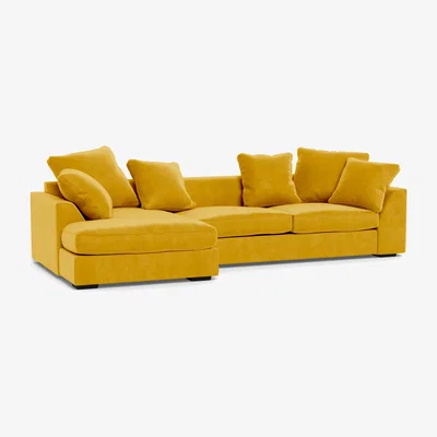 Heal's Heal's Cumulus LHF Corner Sofa Smart Luxe Velvet Canary Black Feet - Heal's UK Furniture
