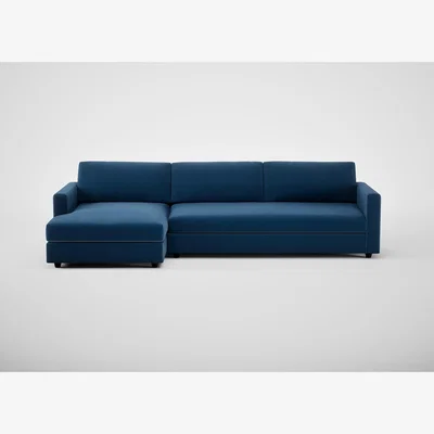 Heal's Heal's Heal's Nimbus 4 Seater Left Hand Corner Chaise Velvet Petrol Black Feet