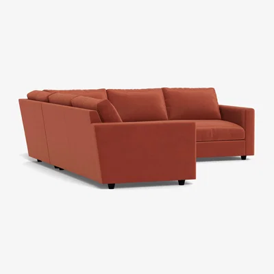 Heal's Heal's Nimbus II Full Corner Sofa Smart Luxe Velvet Tawny Black Feet