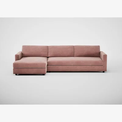 Heal's Heal's Nimbus II Chaise Sofa LHF Smart Luxe Velvet Dusky Pink Black Feet