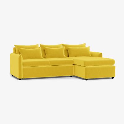 Heal's Heal's Pillow Medium RHF Corner Chaise Sofa Bed Smart Linen Sand Natural Oak Feet - Heal's UK Bedroom Furniture