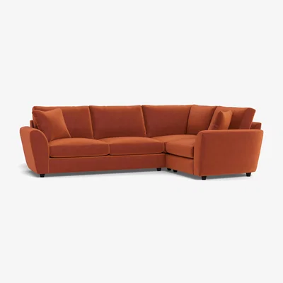 Heal's Heal's Snooze Right Hand Facing Corner Sofa Velvet Russet Black Feet
