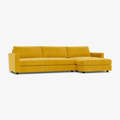 Heal's Heal's Nimbus II 4 Seater RHF Corner Chaise Smart Luxe Velvet Canary Black Feet