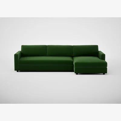 Heal's Heal's Heal's Nimbus II RHF 4 Seater Corner Chaise Smart Velvet Forest Black Feet