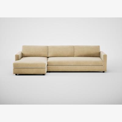 Heal's Heal's Heal's Nimbus II LHF 4 Seater Corner Chaise Smart Luxe Velvet Biscuit Black Feet