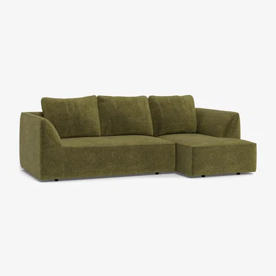 Heal's Heal's Morven Right Hand Facing Corner Chaise Sofa Boucle Velvet Wilder Black Feet