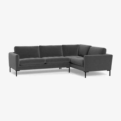 Heal's Heal's Eton Right Hand Facing Corner Sofa Melton Wool Granite Black Feet - Heal's UK Furniture