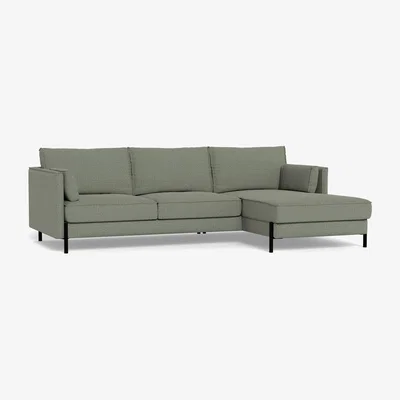 Heal's Heal's Tortona Right Hand Facing 4 Seater Corner Chaise Boucle Tweed Lapis Black Feet