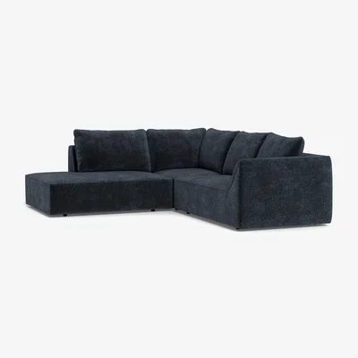 Heal's Heal's Morven Left Hand Facing Large Corner Sofa Boucle Velvet Space Black Feet