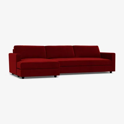 Heal's Heal's Nimbus II Complete 4 Seater Corner Chaise LHF Smart Luxe Velvet Mulberry Black Feet