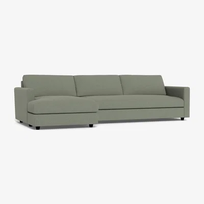 Heal's Heal's Nimbus II 4 Str Corner Chaise LHF Boucle Tweed Lapis Black Feet