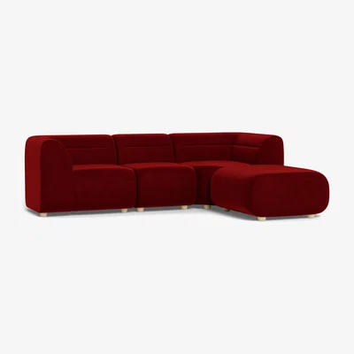 Heal's Heal's Lilli Right Hand Facing Corner Sofa Smart Luxe Velvet Mulberry Natural Beech Feet