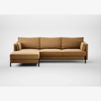 Heal's Heal's Tortona Left Hand Facing Corner Chaise Sofa Wool Velvet Camel Black Feet