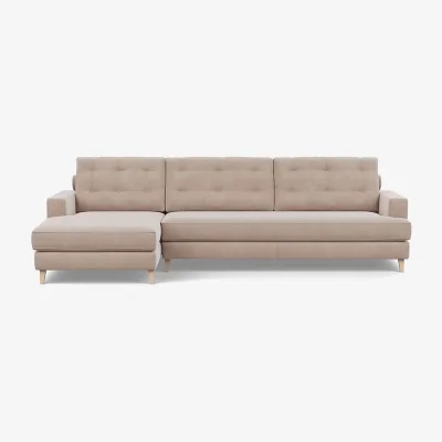 Heal's Heal's Mistral Left Hand Facing Chaise Sofa Smart Cotton Linen Indigo Black Feet