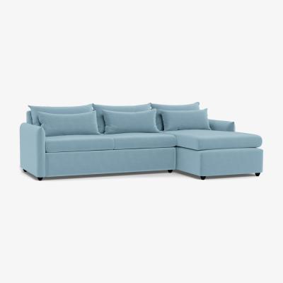 Heal's Heal's Pillow Large RHF Corner Chaise Sofa Smart Luxe Velvet Biscuit Black Painted Oak Feet