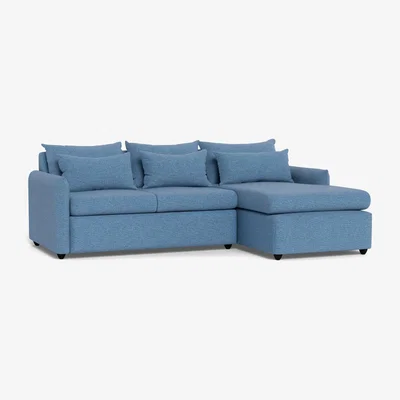 Heal's Heal's Pillow Medium RHF Corner Chaise Sofa Smart Luxe Velvet Biscuit Stained Oak Feet